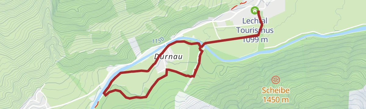 Route map: Holzgau - Rundweg Dürnau